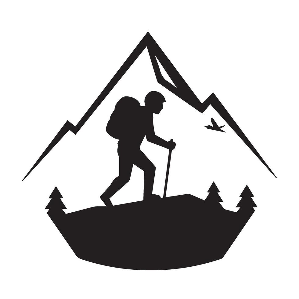 Trekking Outdoor Scene Clip Capturing Intense Hike on Sharp Mountain Slopes vector