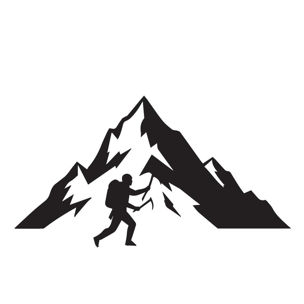 Trekking Outdoor Scene Clip with Solo Backpacker Conquering Steep Hillside vector