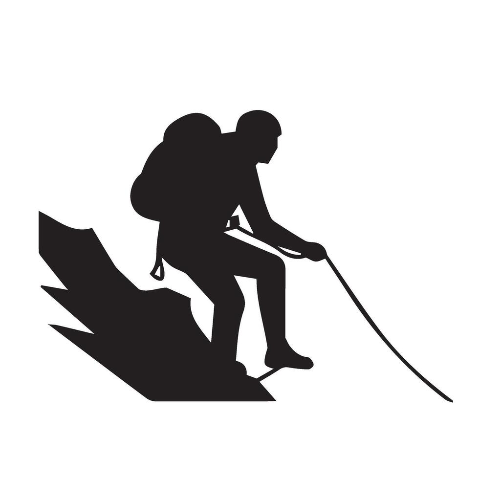 Rugged Trekking Outdoor Scene Clip of Backpacker Ascending Rocky Trail vector