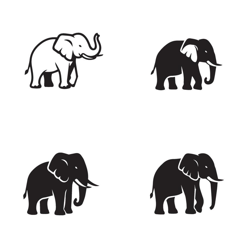 Elephant silhouette detailed artwork offering unique elegant animal designs vector