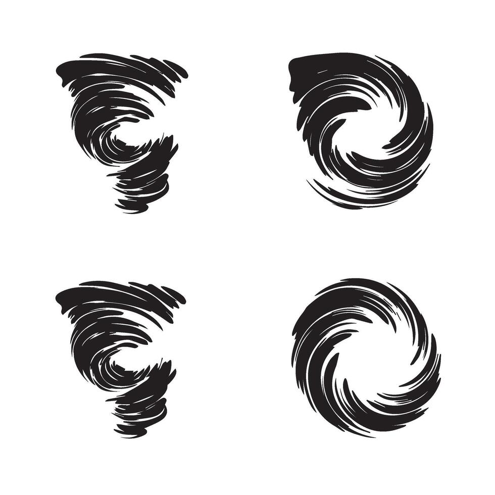 Tornado cyclone graphic set showcasing swirling atmospheric motion and storm symbols vector