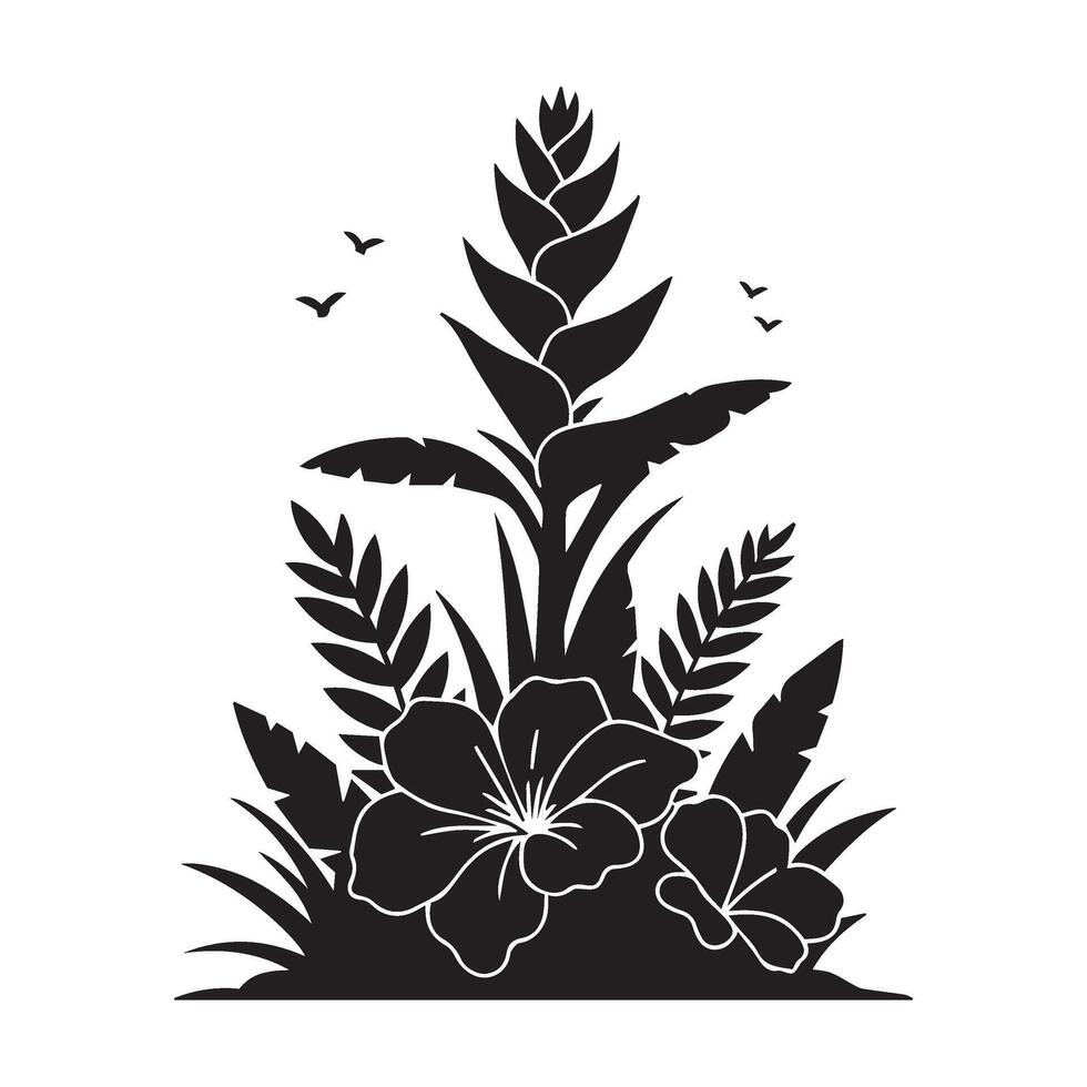 Create with Monochrome Floral Art Featuring Detailed Botanical Elements vector