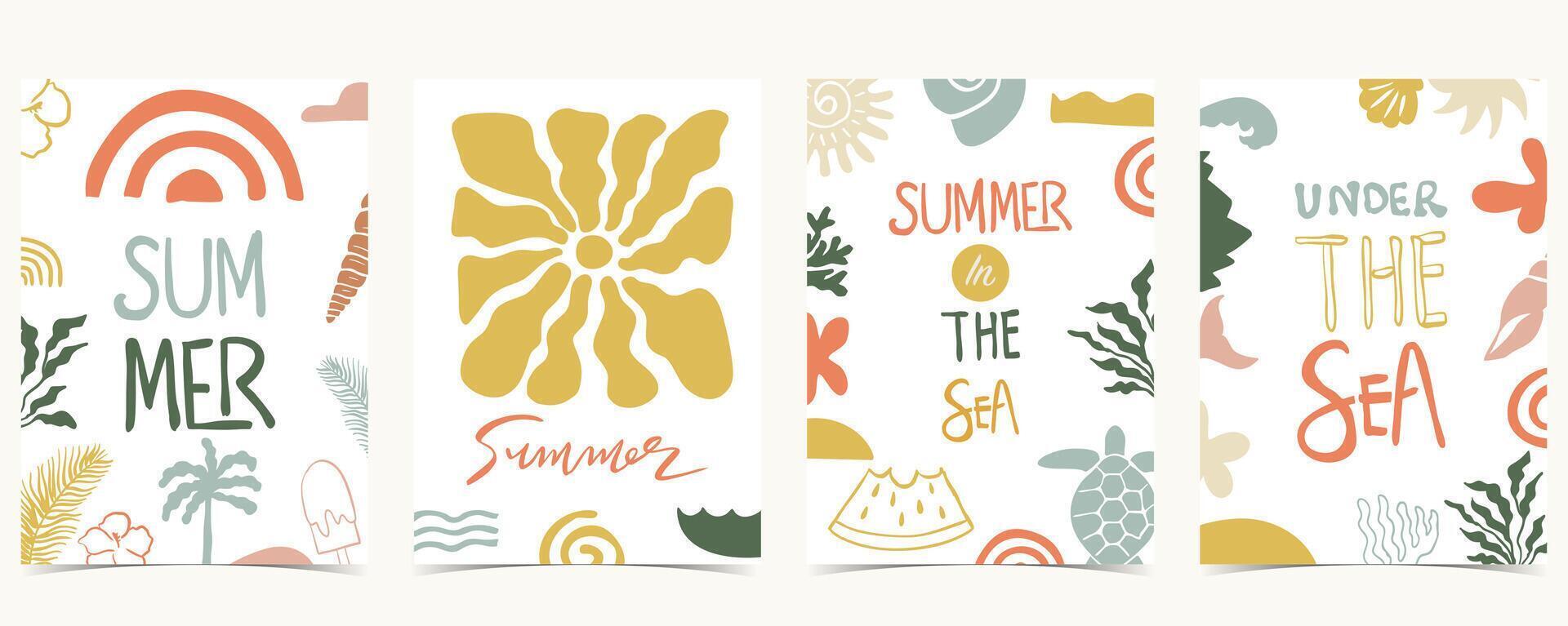 Summer groovy background with rainbowl,sea,under the sea. graphic for a4 vertical design vector