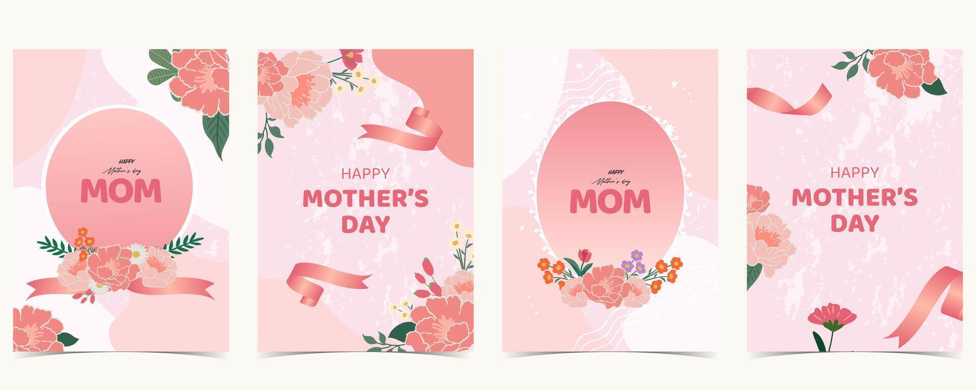 A4 Pink mother day background with carnations, leaf, daisy for a4 vertical design vector