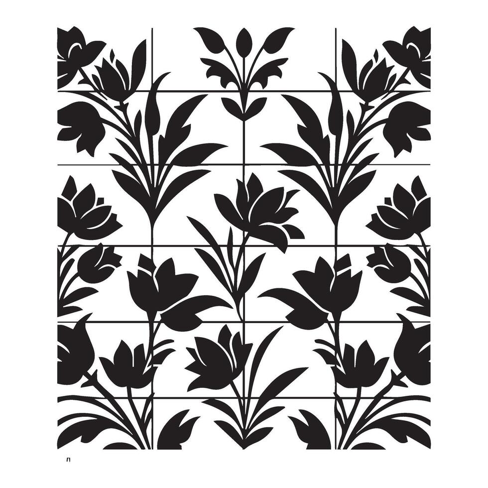 Elegant Black Floral Design with Beautiful Curved Leaf and Petal Structures vector