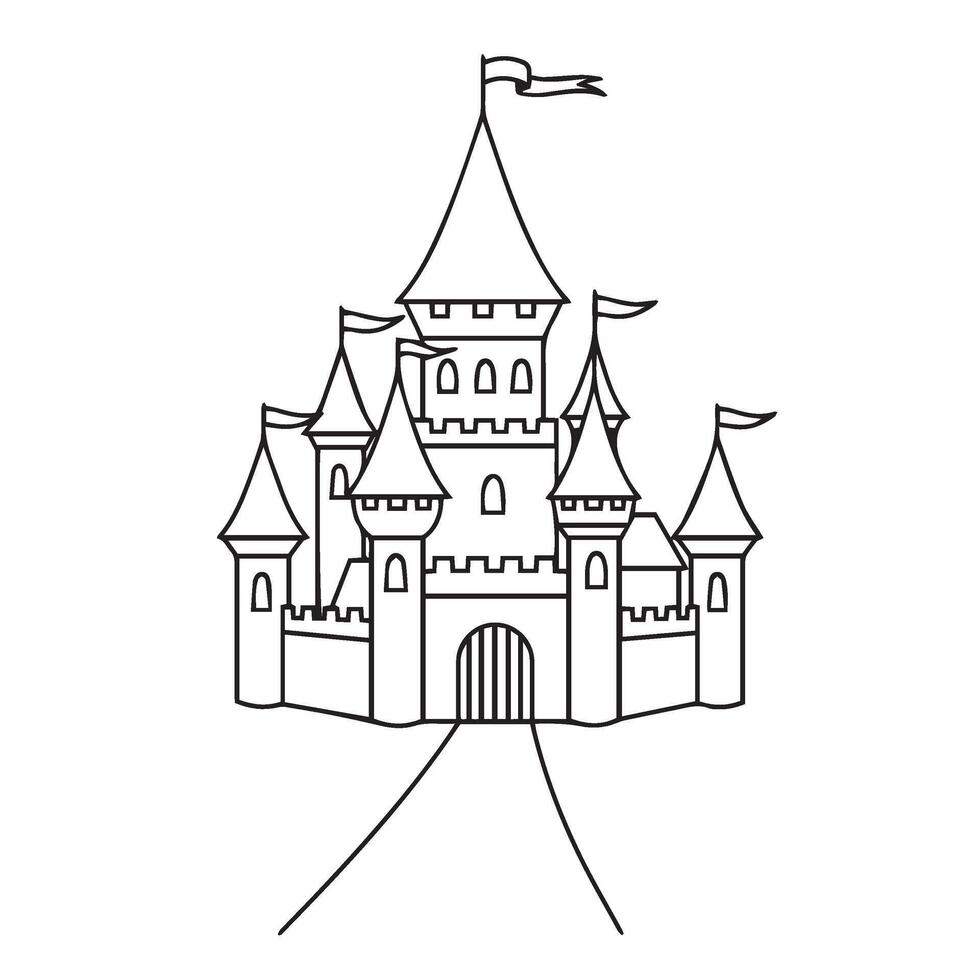 Majestic Castle Illustrations Collection Featuring Elegant Medieval Fortress Designs vector
