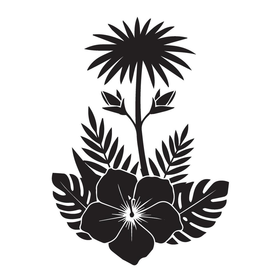 Elegant Botanical Design Bundle with Classic Vintage Bloom Silhouette Style vector