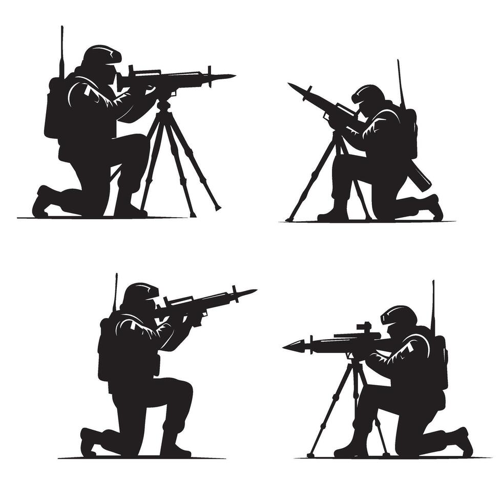 Combat Soldier Silhouette Graphic for Military-Themed Artwork vector