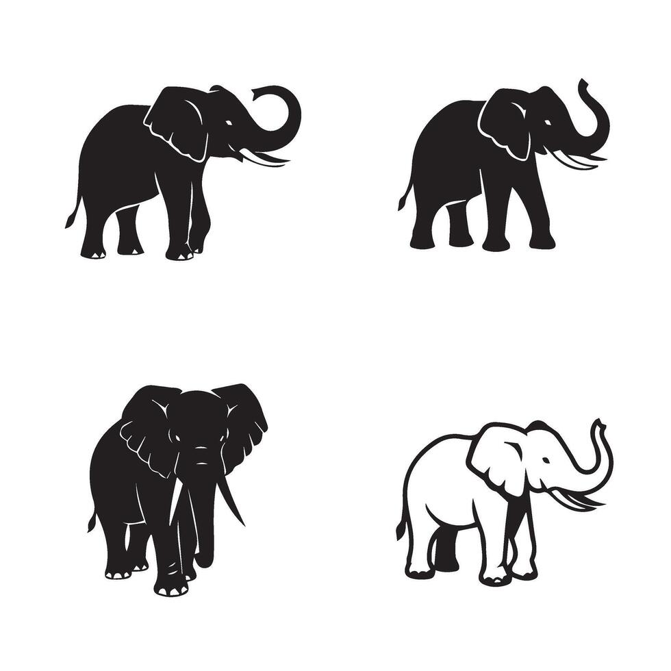 Elephant clipart themed bundle highlighting expressive elegant animal forms vector