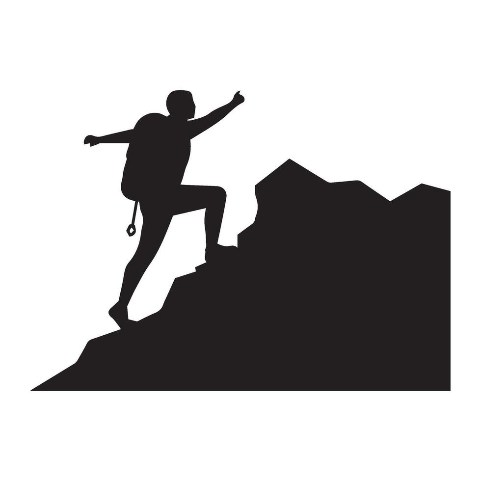 Bold Mountain Climber Silhouette Scaling Summit in Hiking Adventure Design vector