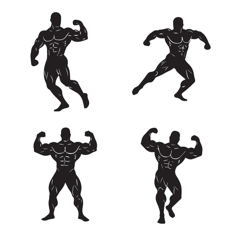 Muscle Man Fitness Graphics Expressing Determination and Power vector