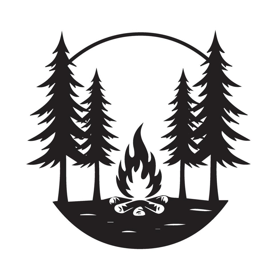 Hiking Expedition Campsite Highlighting Beautiful Natural Elements In Wilderness vector