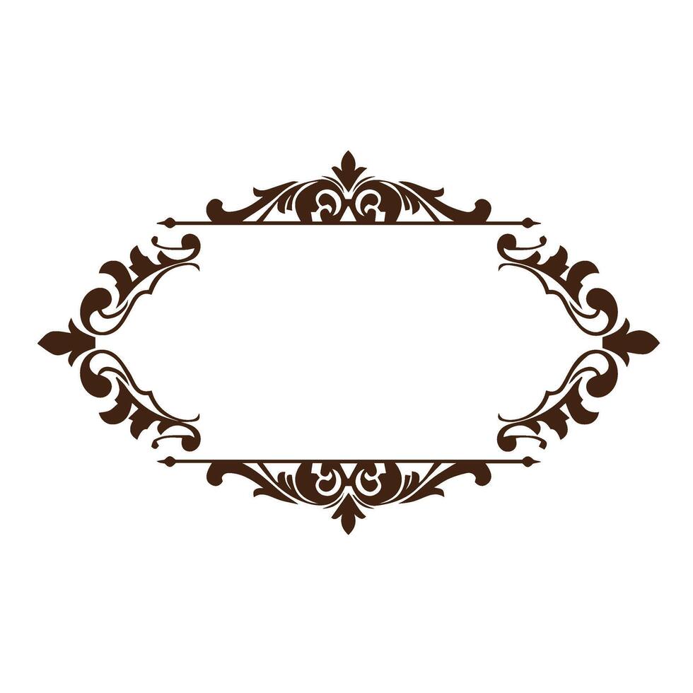Floral ornamental frame with curved corners perfect elegant document design vector