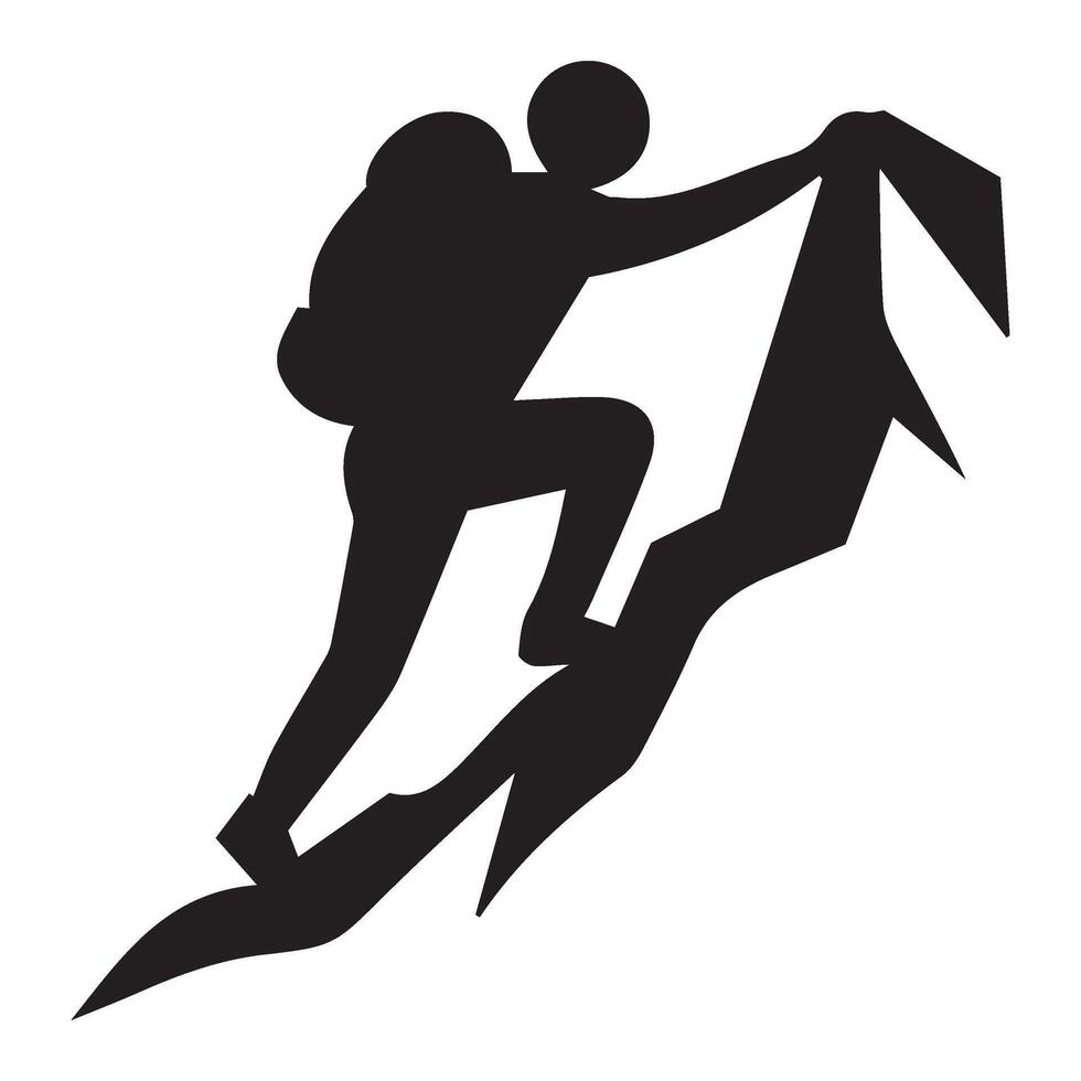 Trekking Outdoor Scene Clip of Hiker Overcoming Rocky Wilderness Path vector