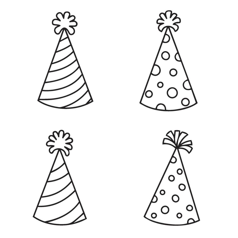 Party cap illustrations in hand drawn style great decoration and print use vector