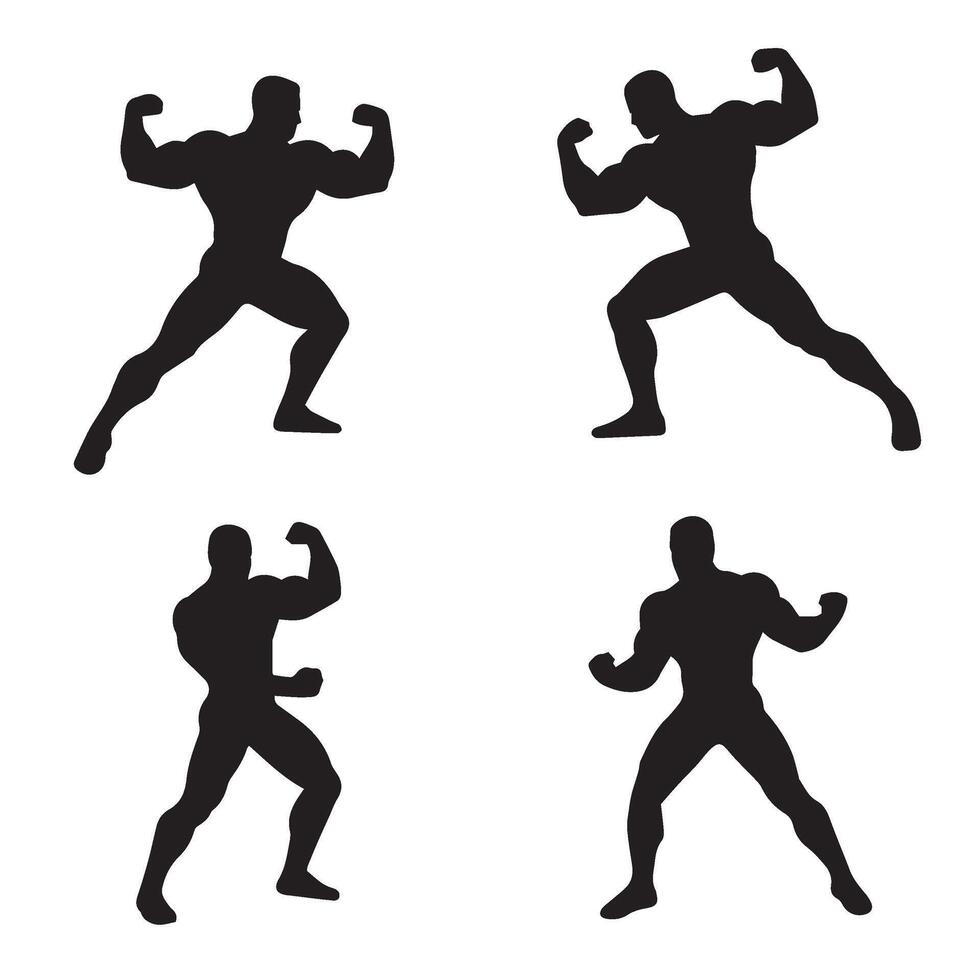Bodybuilder Workout Illustrations Depicting Intensity and Endurance vector
