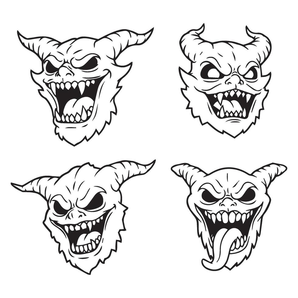 Fearsome Devil Look in detailed art style perfect for dark and eerie creations vector