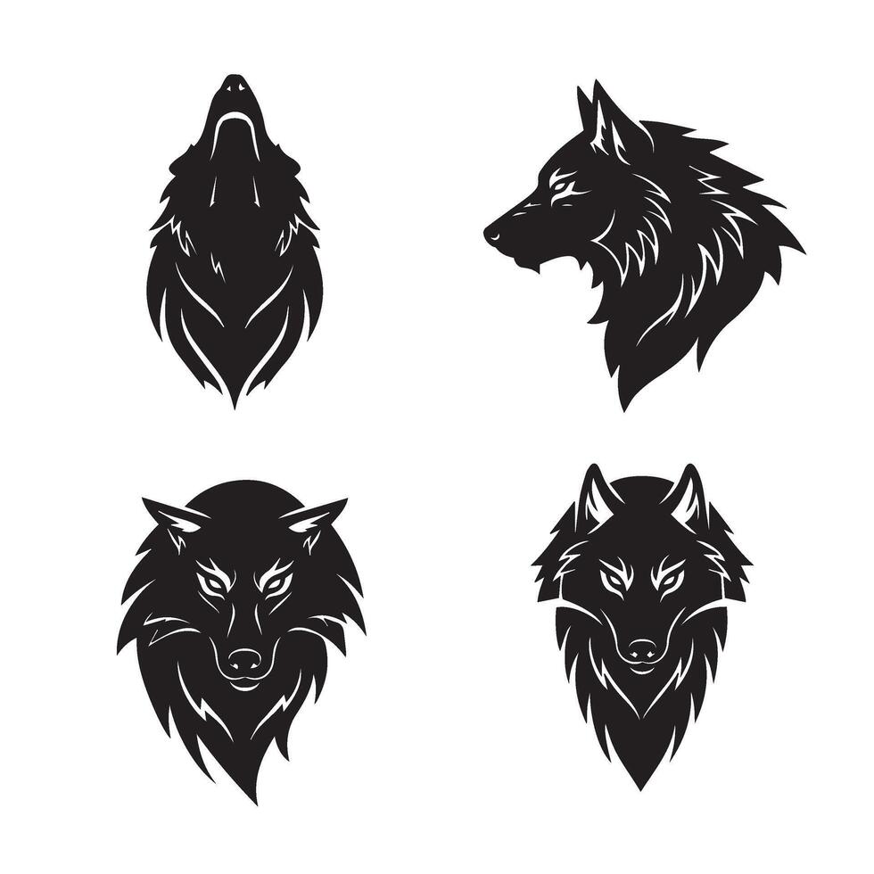 Intense Fierce Wolf Head Illustrations Bringing Energy to Any Design vector