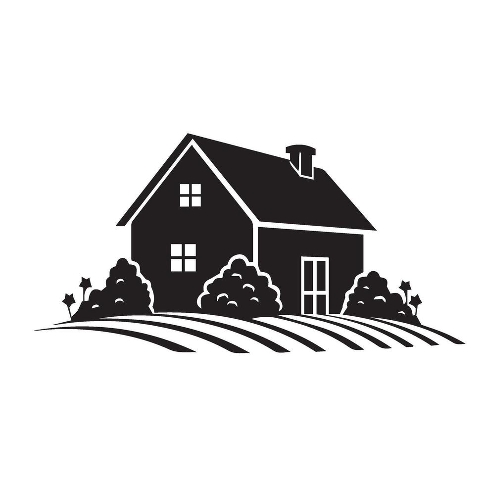 Eco house on farmland with plants countryside nature and modern design vector