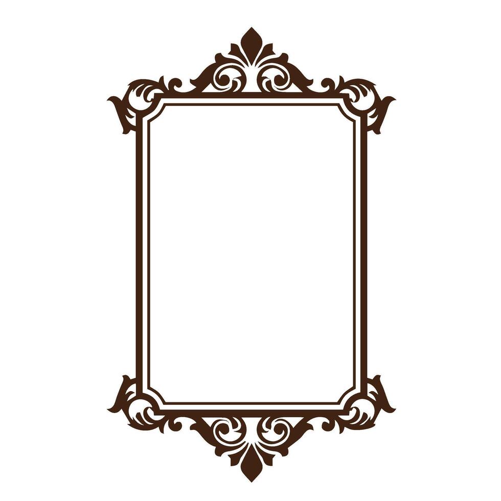 Old fashioned ornate frame with swirled edges and formal border design vector
