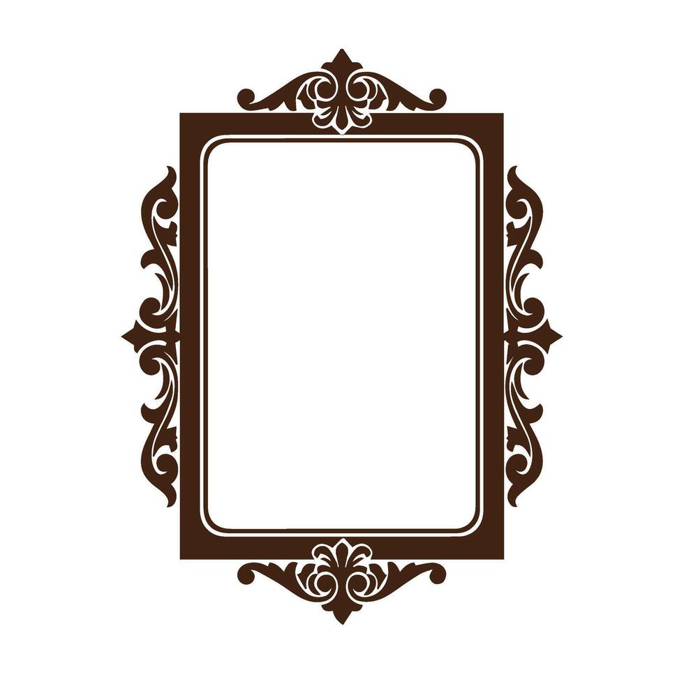 Rectangular flourish frame with classic curves and floral motif design vector