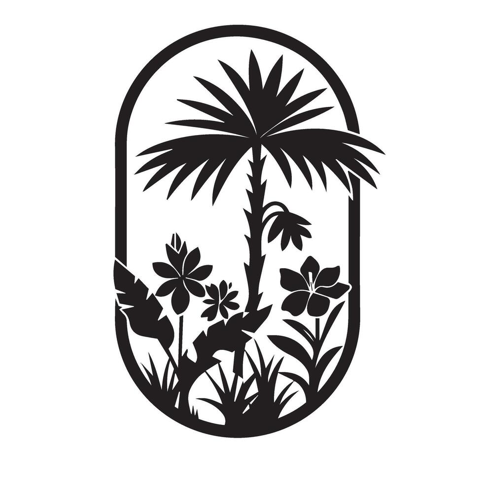 Timeless Monochrome Floral Art Featuring Graceful Botanical Plant Shapes vector