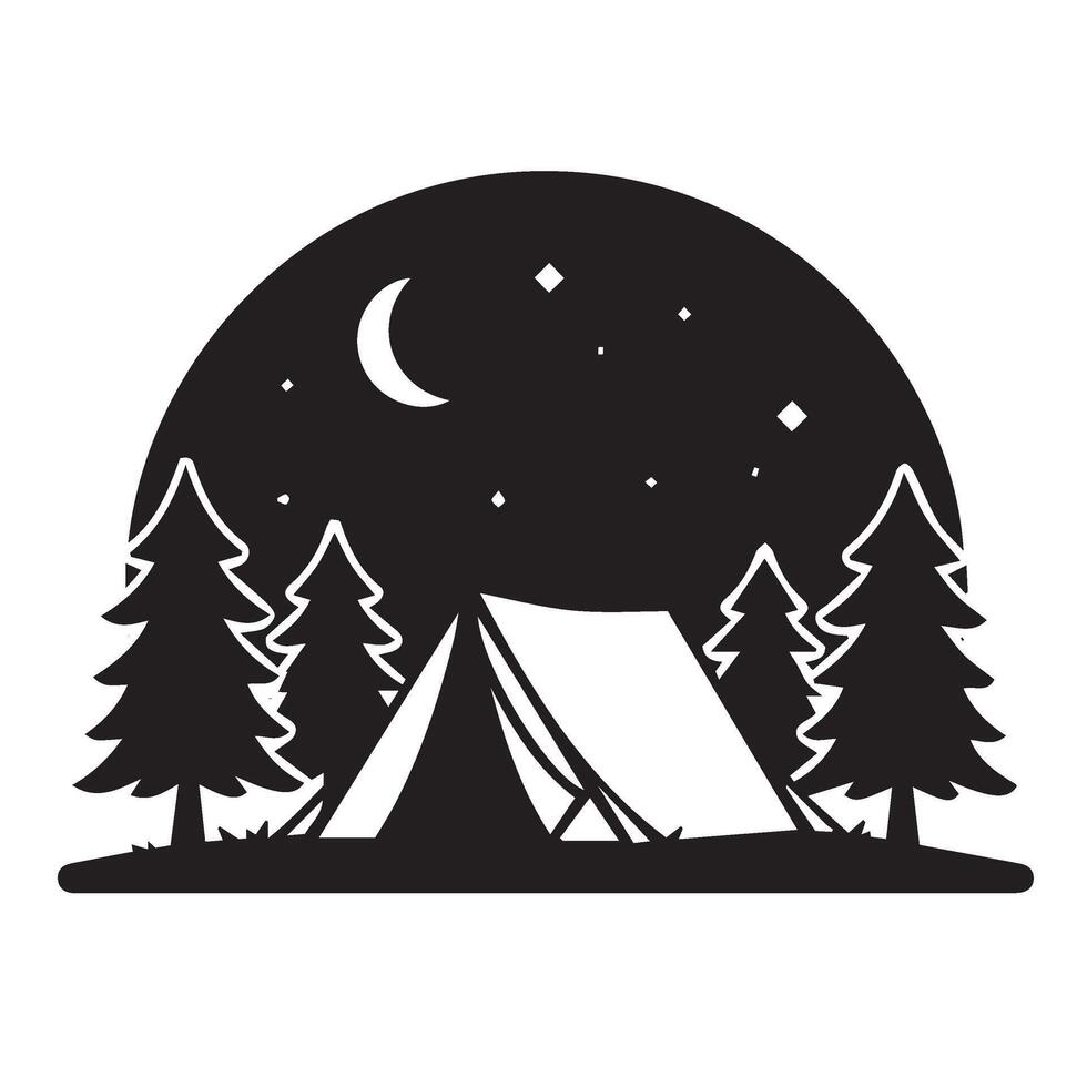 Hiking Expedition Campsite Emphasizing Remote Nature Retreat With Cozy Tent Setup vector
