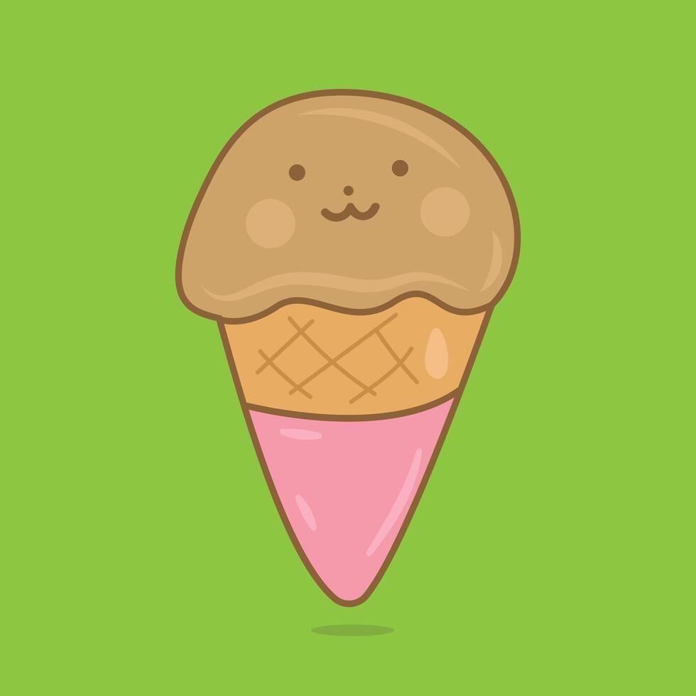 icon of ice cream cone with cartoon face vector