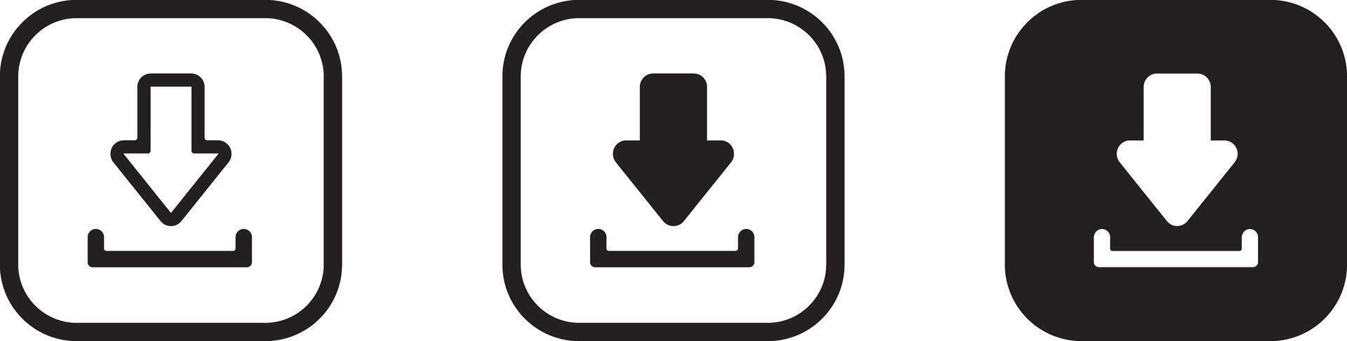 Set of icons representing download actions vector