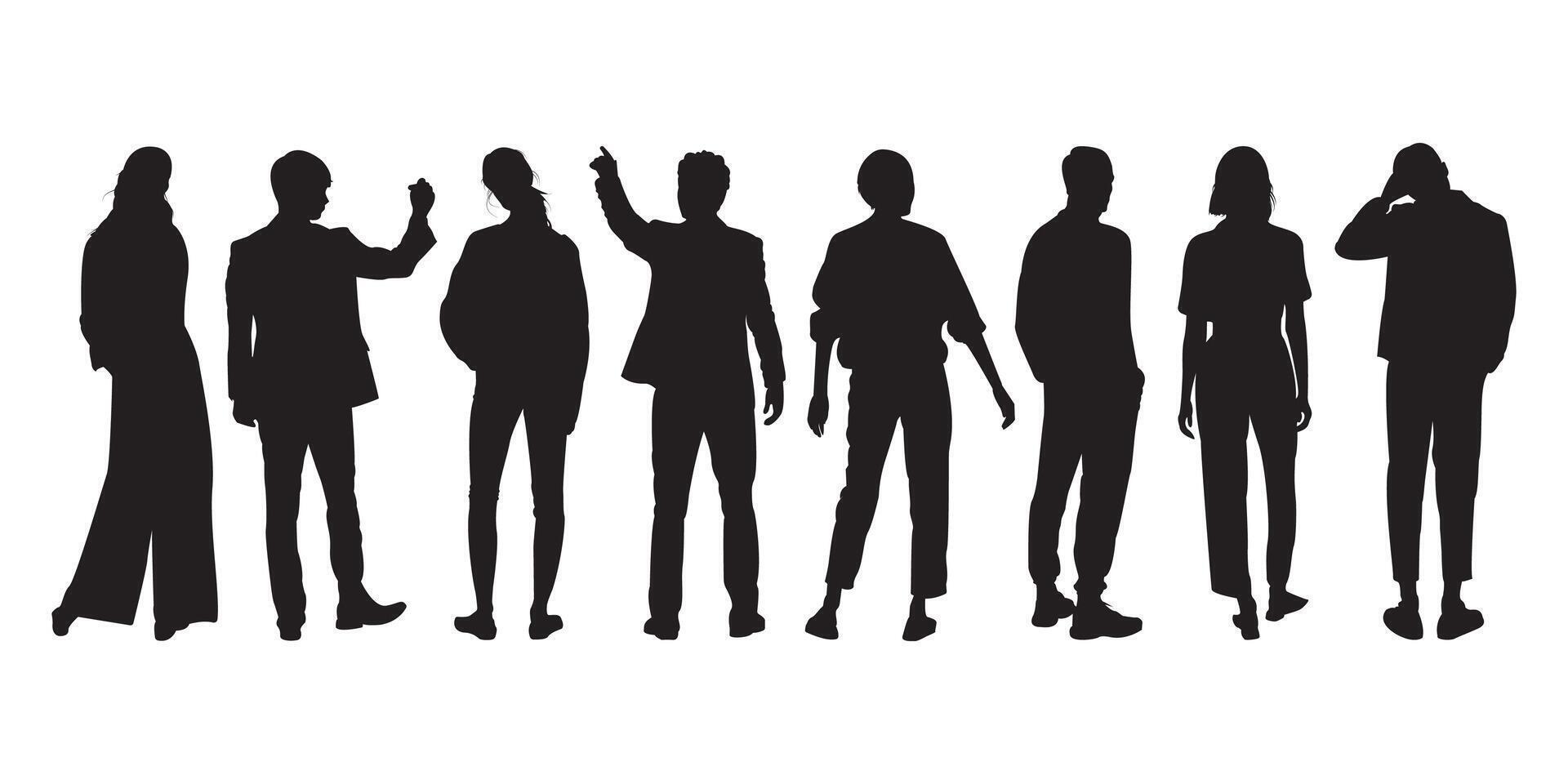 Silhouettes of people from back view perspective vector