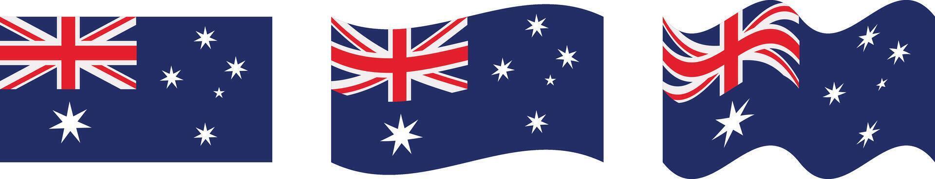 Waving flag of Australia in set vector