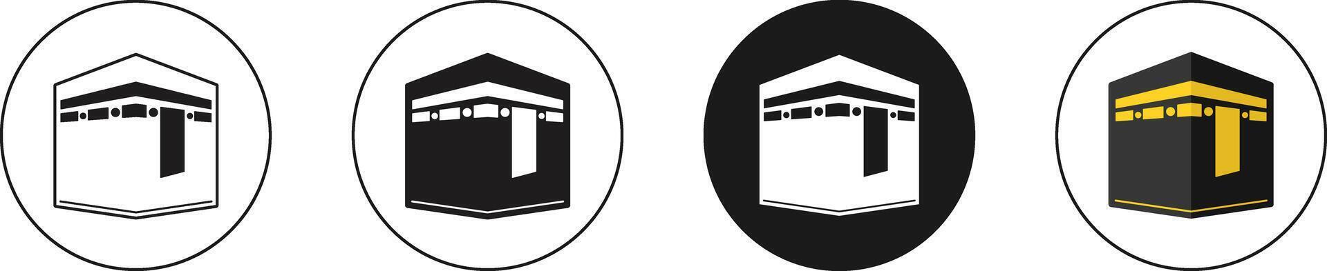 Set of Kabaa and Mekah symbol icons for religious vector