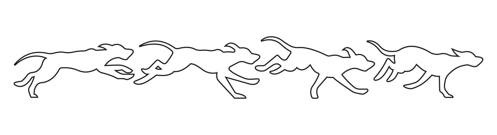 icon of dog running process outline design vector