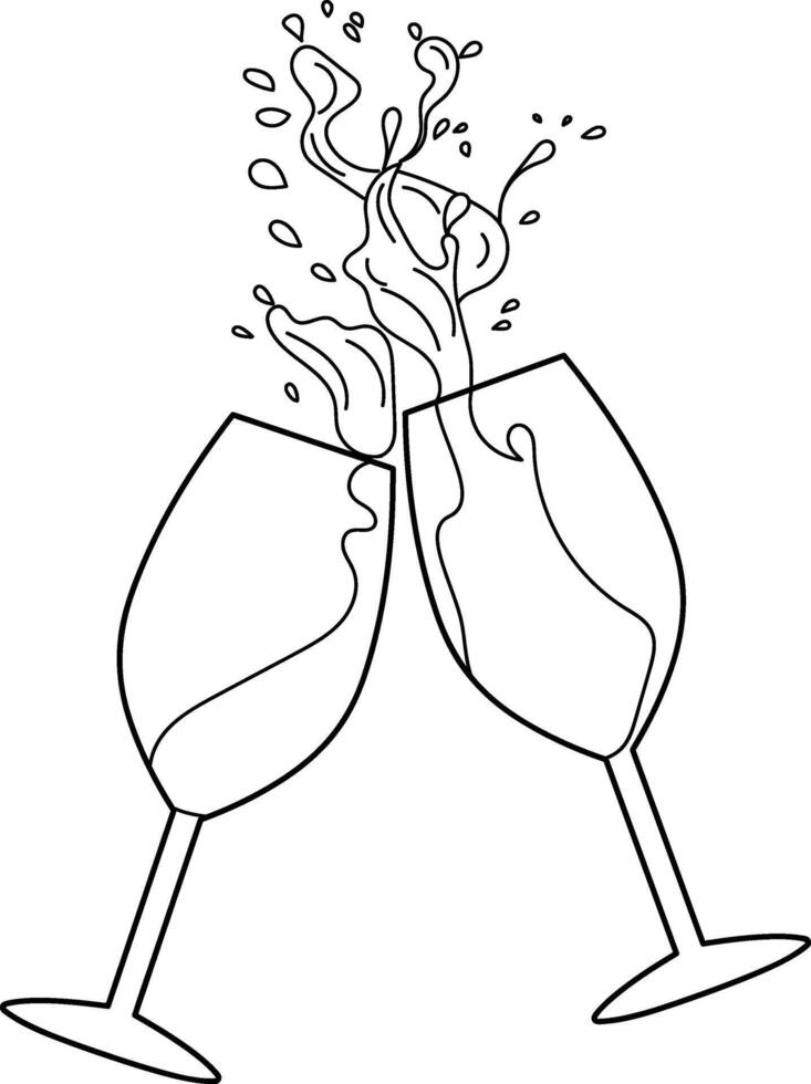 outline icon of two wine glasses giving a high five vector