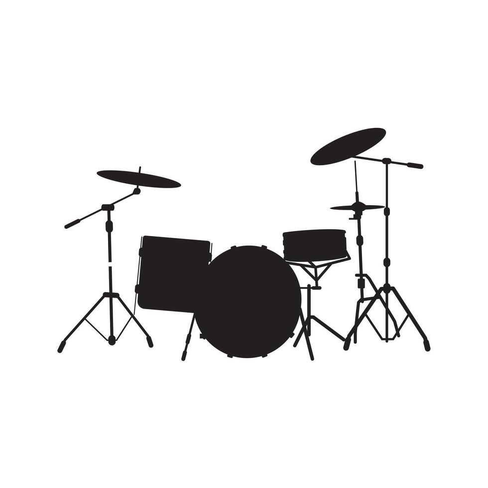 Silhouette of drum set musical instrument design vector