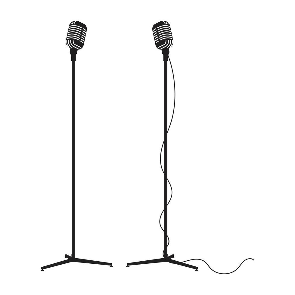 Condensor microphone silhouette design with outline style vector