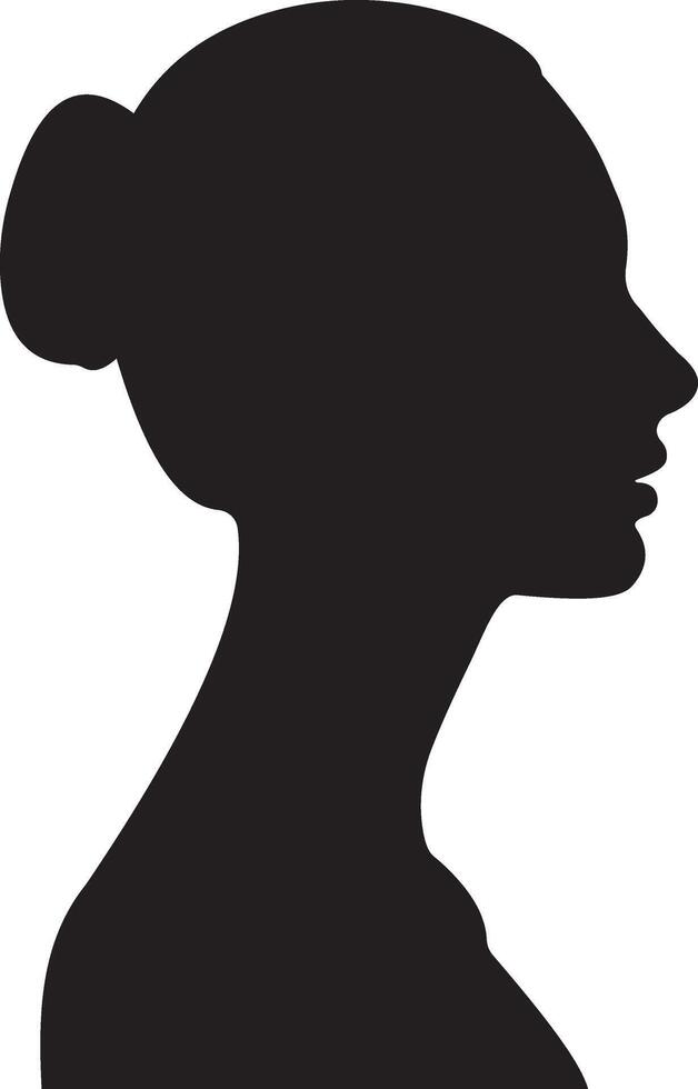 Silhouette of a woman with a bun hairstyle vector