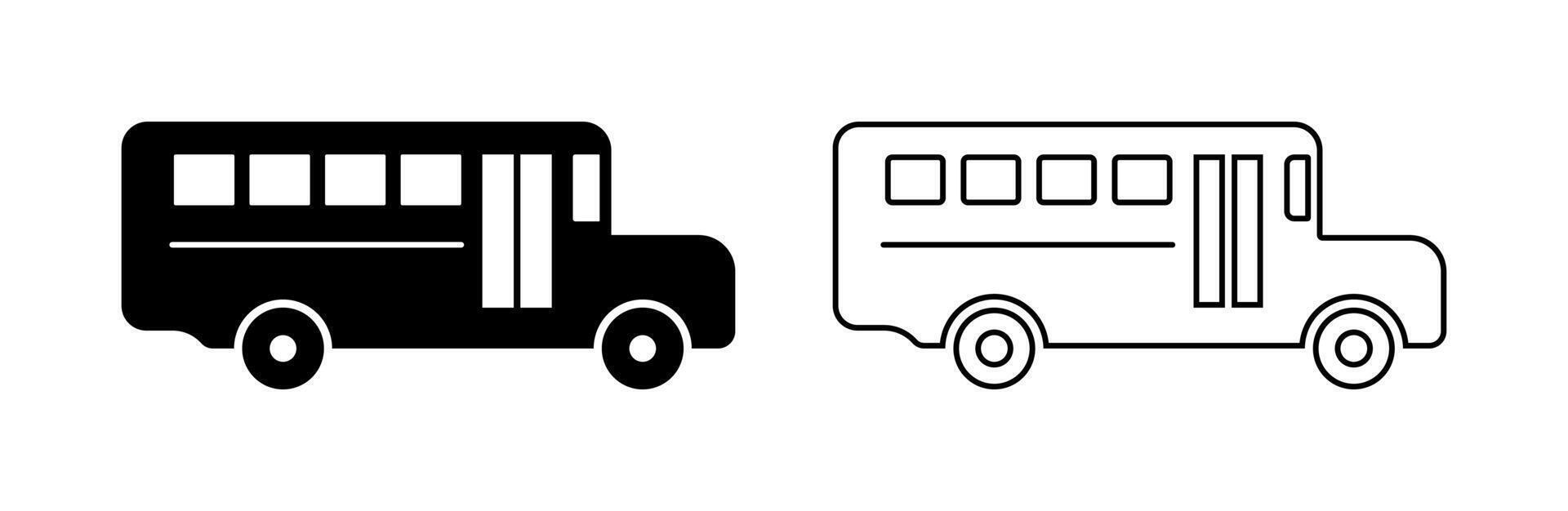 Set of icons featuring school bus designs vector