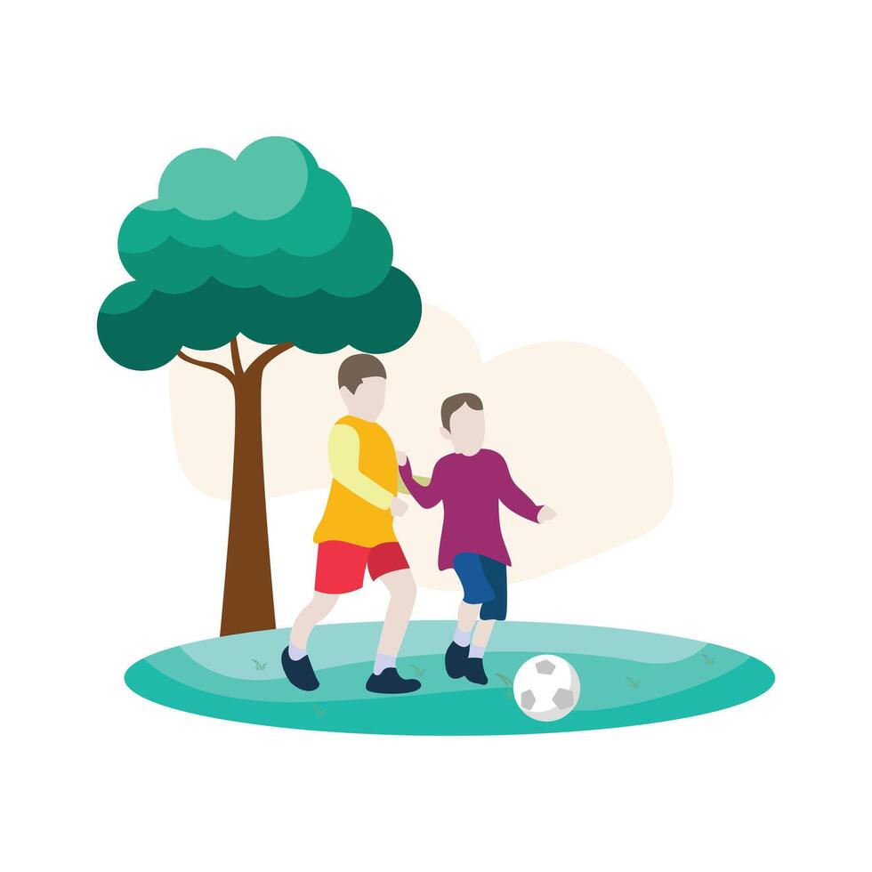 Flat illustration of kids playing football for sports theme vector