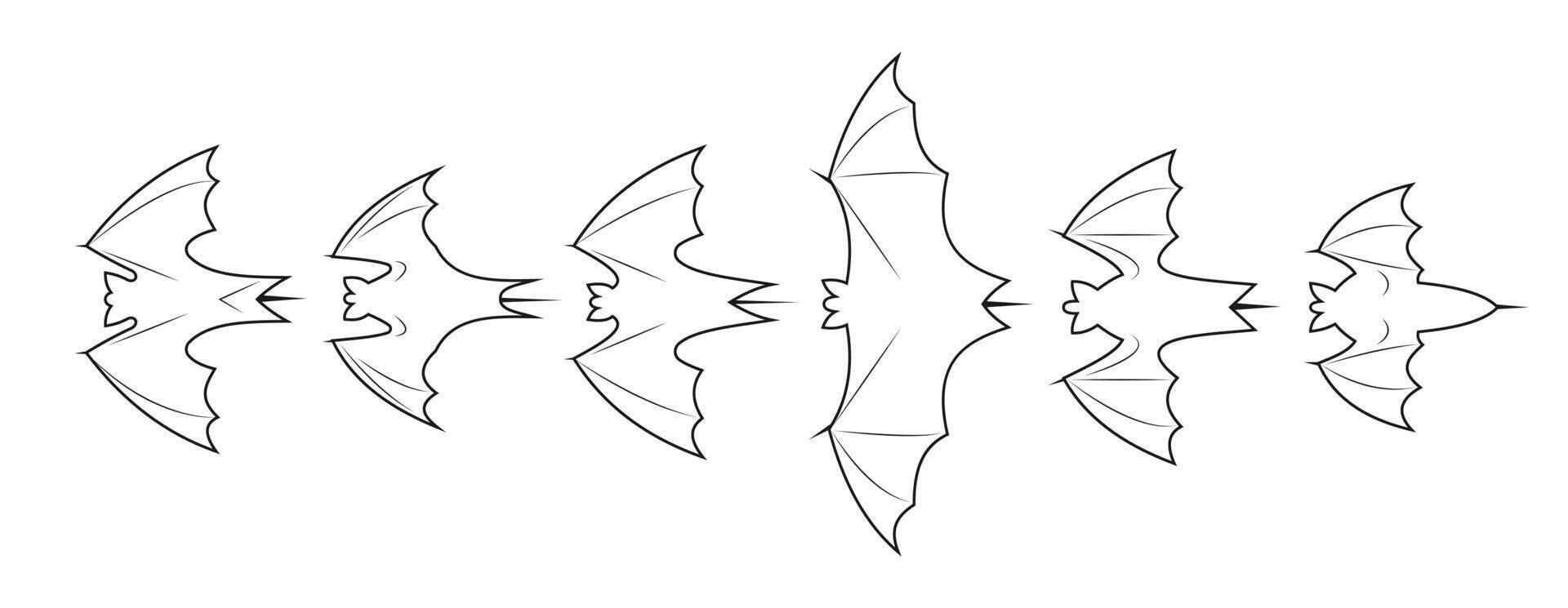 Top view of bat outline flying design style vector