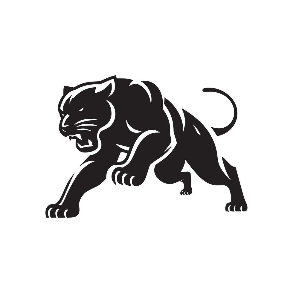 design of panther jumping silhouette in action vector