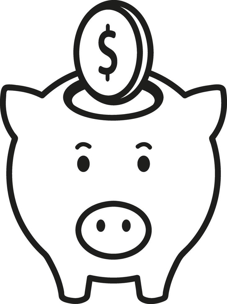 Front view line design of piggy bank logo vector