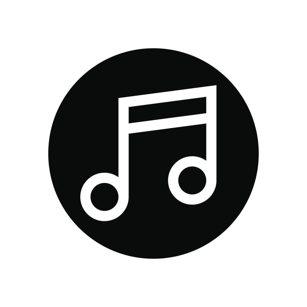 Music icon silhouette in black circle with outline vector