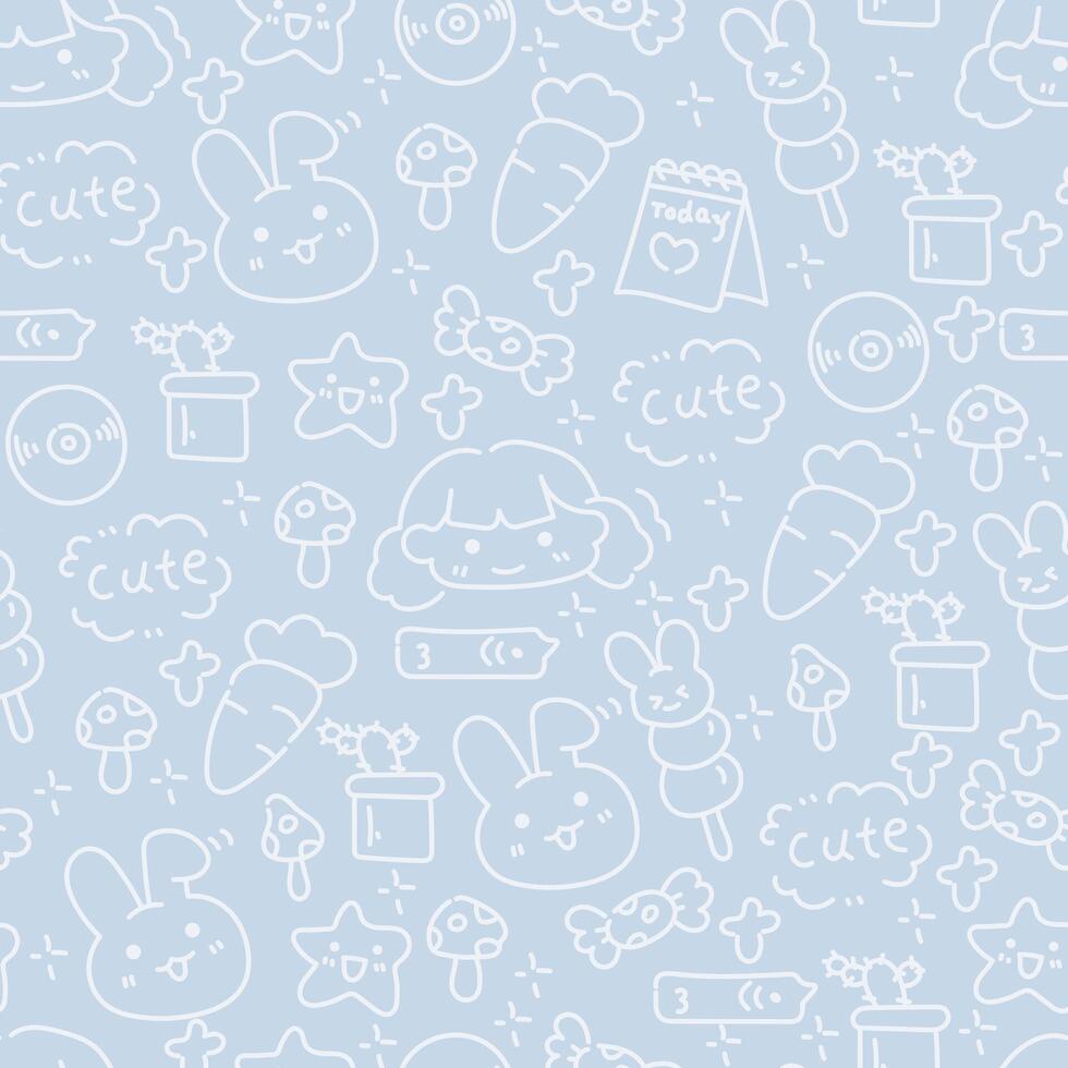 Cute blue carrot doodle pattern for decoration design vector