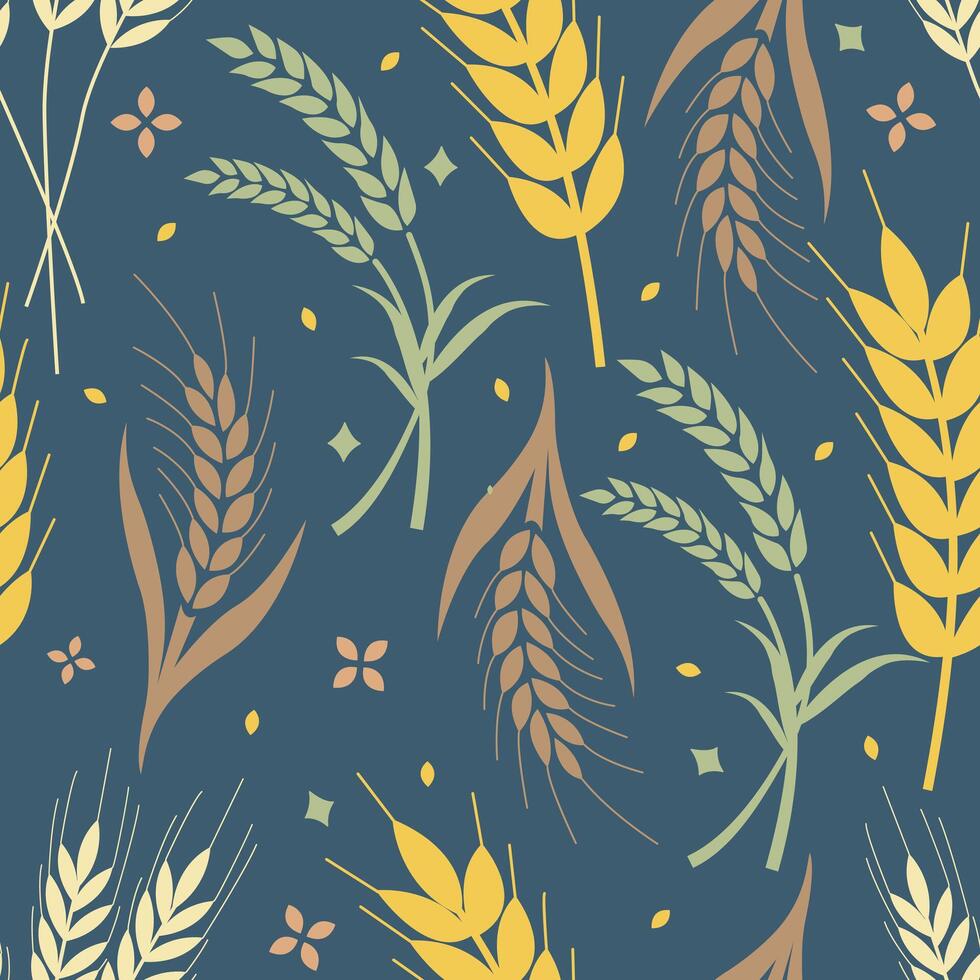 Dark background with wheat pattern color design vector