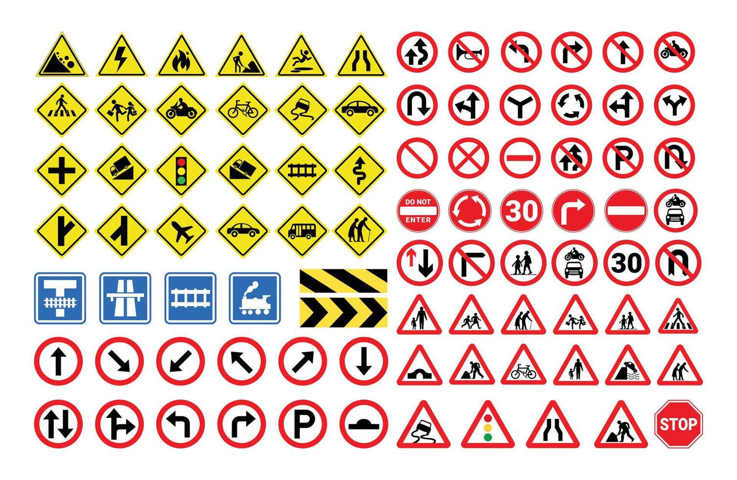 Collection of street rule signs in set vector