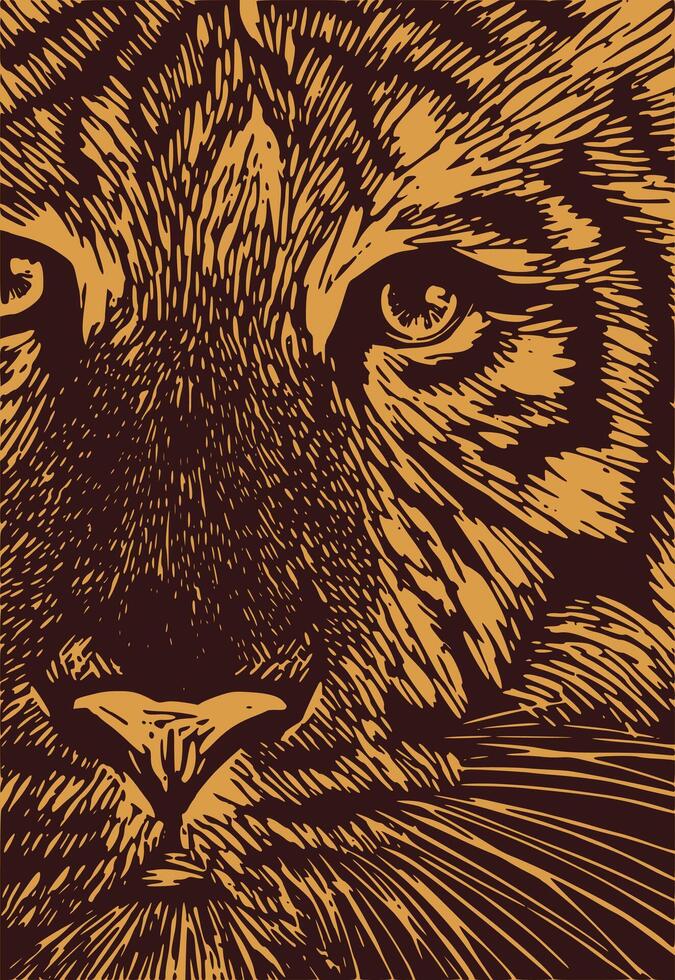 Wild tiger face line animal illustration design vector
