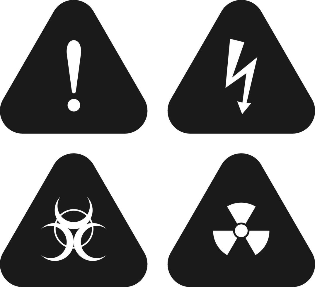 Set of black caution and danger warning signs vector