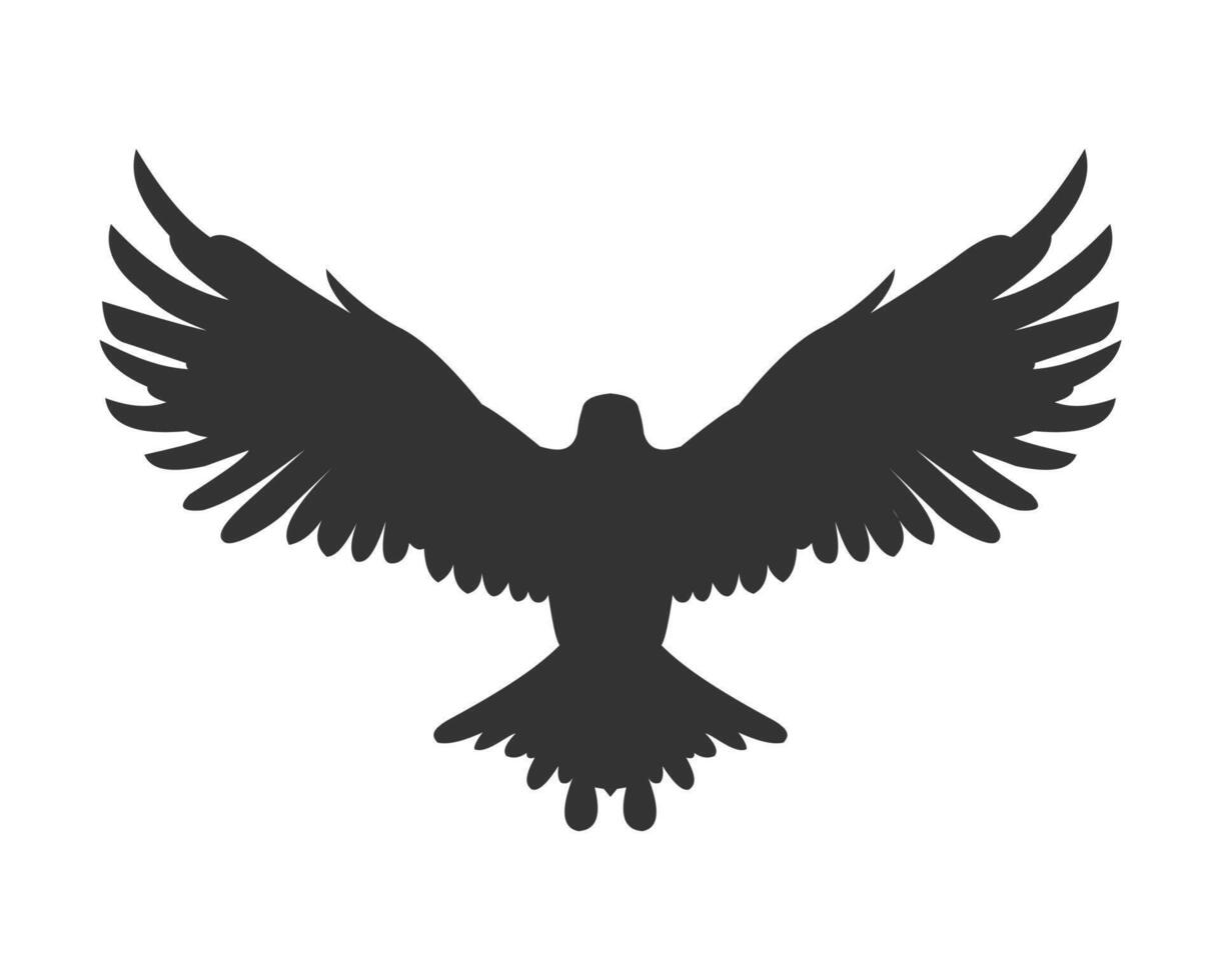 silhouette icon of a large bird with wings spread wide vector