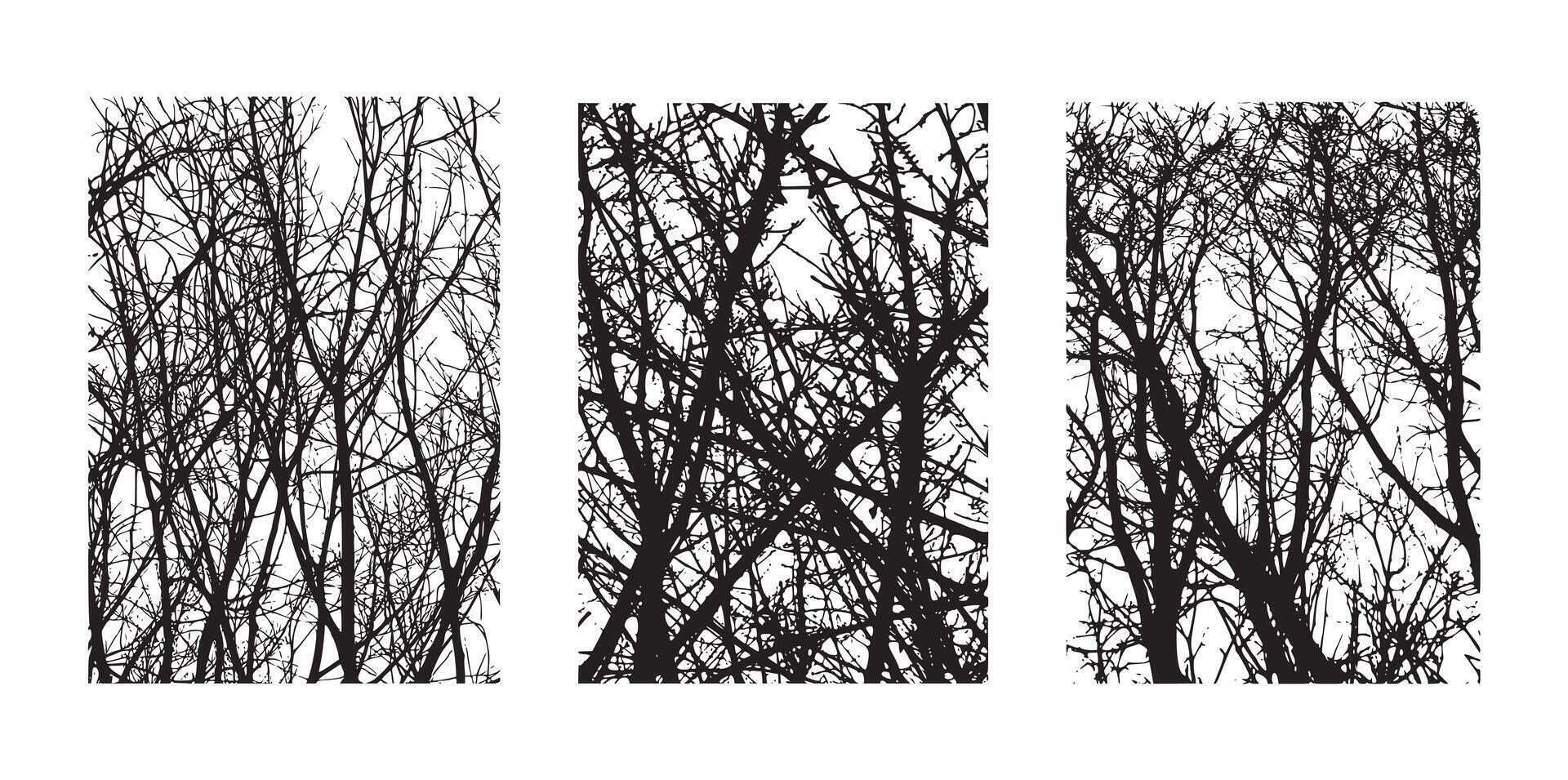 Set of bare tree branches and twigs in format vector